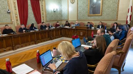 Instante de la celebración del pleno que tuvo lugar ayer en la Casa Consistorial de Tudela