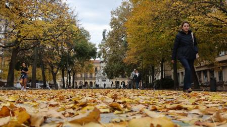 Imagen otoñal del paseo de Sarasate, del pasado noviembre, con un pavimento alfombrado por las hojas de sus árboles