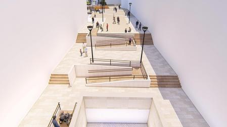Imagen virtual de cómo quedará el acceso a la plaza Sancho El  Fuerte desde la calle Gaztambide-Carrera
