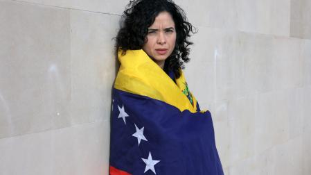 Arianna Arellano, vecina de la Comarca de Pamplona, esta domingo por la mañana.