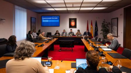 Un momento de la sesión de y trabajo que se celebró en el Parlamento de Navarra