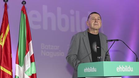 El secretario general de EH Bildu, Arnaldo Otegi, durante la Asamblea General de la formación, este sábado en Bilbao