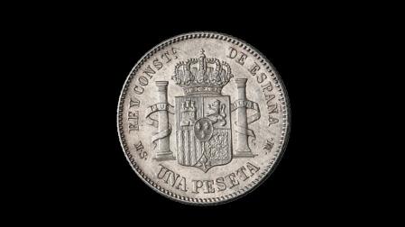 Reverso de 1 peseta de Alfonso XII