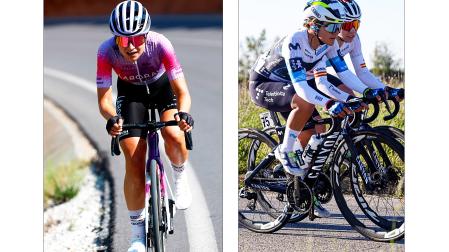 A la izda., Idioa Eraso, del Laboral Kutxa. Y a la dcha., Paula Ostiz, del Movistar Team