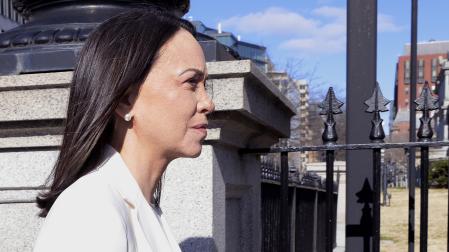 María Corina Machado, a su llegada este jueves a la Casa Blanca