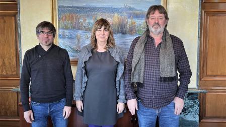 Javier Arakama, director gerente de Euskarabidea; Ana Ollo, vicepresidenta, y Jose Luis Erdozia, investigador.