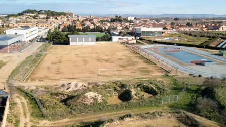 Imagen aérea de los terrenos de Cascante donde se construirá el futuro Instituto de Educación Secundaria Obligatoria del Valle del Ebro