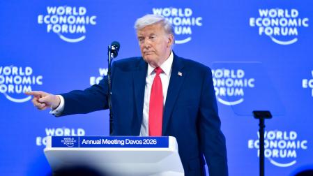El presidente de Estados Unidos, Donald Trump, durante su intervención en el Foro Económico Mundial de Davos