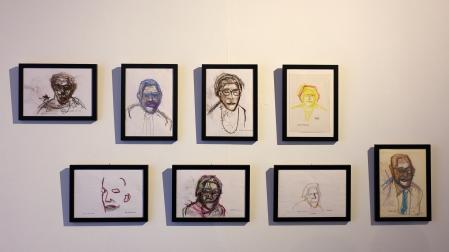 Algunos de los retratos hechos por Xabier Martínez Riazuelo que se pueden ver en la exposición del Condestable