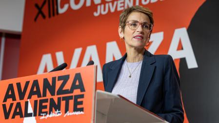 María Chivite, durante su intervención en el Congreso de Juventudes Socialistas de Navarra