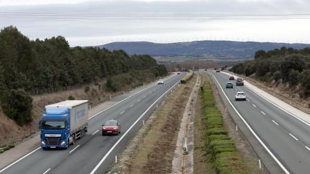 Tráfico en el tramo de la Autopista de Navarra AP-15 entre Noáin y Tafalla, esta semana
