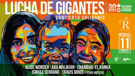 Cartel del concierto solidario Lucha de Gigantes que se celebrará el 11 de marzo en el Teatro Real de Madrid