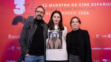 Miguel Garcés, Blanca Soroa y Nagore Aranburu, este viernes en Tudela