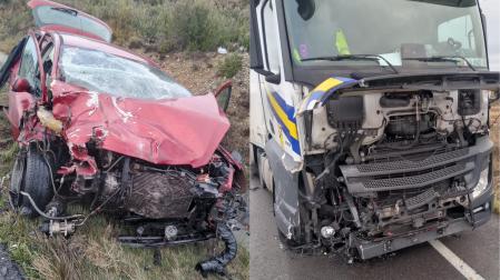 Un herido grave tras una colisión frontal entre un camión y un coche en Caparroso