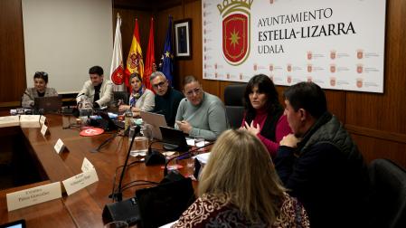 La portavoz, Ana Duarte, junto a compañeros de su grupo regionalista, ediles del PSN y la concejal de Geroa Bai en un reciente pleno.