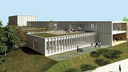 Recreación de la futura casa de cultura del Valle de Egüés en Sarriguren cuyo proyecto se redacta ahora