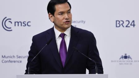 Marco Rubio, secretario de Estado de EEUU, durante su intervención en la Conferencia de Seguridad Internacional