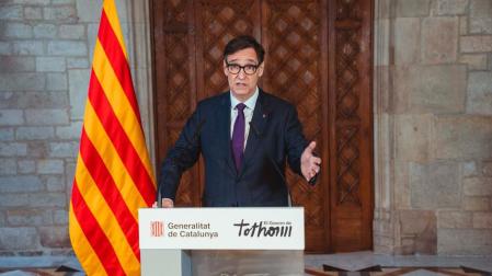 El presidente de la Generalitat, Salvador Illa, en una declaración instituciona