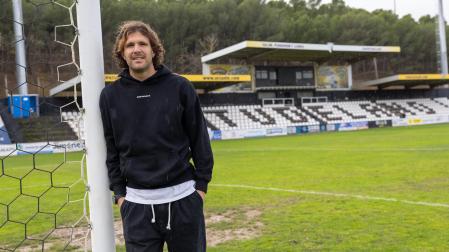 Iñigo Alayeto Martínez, delantero del Tudelano, el pasado lunes por la mañana en el Ciudad de Tudela