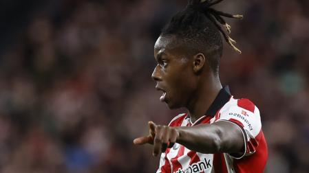 Nico Williams, en las semifinales de Copa contra la Real Sociedad.