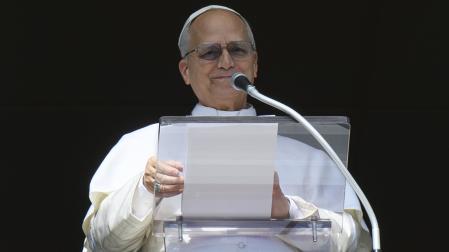 El papa León XIV durante el ángelus del pasado domingo 15 de febrero