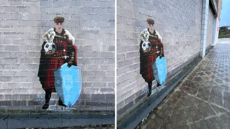 Dos vistas del mural de Víctor Muñoz de LKN en el barrio de Lezkairu.