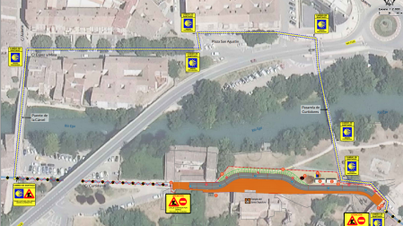 Plano que muestra las obras que se van a ejecutar en el barrio de Curtidores.