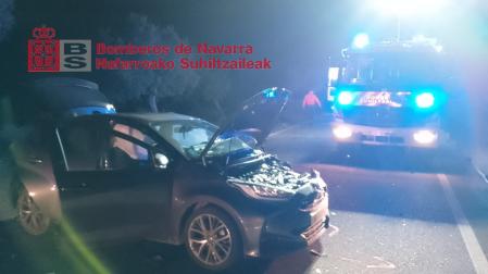Imagen del estado en el que quedó uno de los vehículos implicados en el accidente múltiple de Cascante