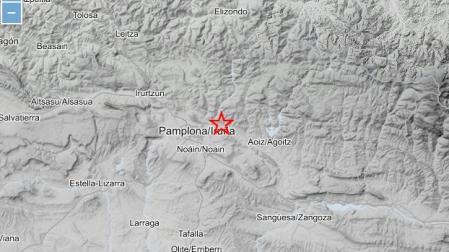 Imagen del terremoto de 2,3 con epicentro en el Valle de Egüés