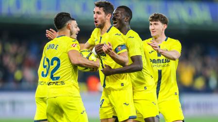 Santi Comesaña celebra su gol contra el Valencia