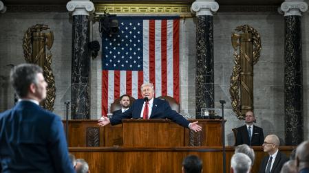El presidente de EE UU Donald Trump, en un momento de su discurso del estado de la Unión.