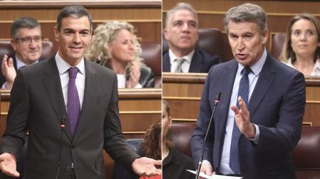 El presidente del Gobierno, Pedro Sánchez, y el líder del PP, Alberto Núñez Feijóo
