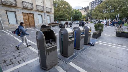 Contenedores soterrados de la calle Nueva, en el Casco Viejo de Pamplona