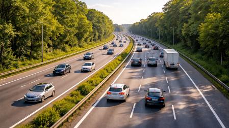 Autopista rodeada de vegetación