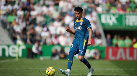 Omar El Hilali durante el partido contra el Elche este pasado fin de semana