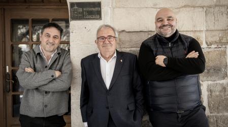 Braulio, Sabalza y Cata, en la puerta del restaurante El Concejo de Briviesca, en su regreso a la localidad burgalesa