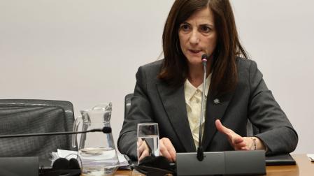 Edurne Eginoa, directora de la Oficina Anticorrupción, este miércoles en su comparecencia en la comisión de investigación