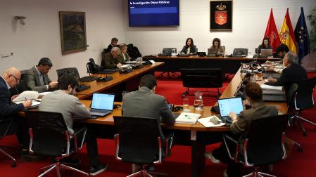 La directora de la Oficina de Buenas Prácticas y Anticorrupción de Navarra (OANA), Edurne Eginoa, durante su comparecencia este miércoles en la comisión de investigación del Parlamento navarro