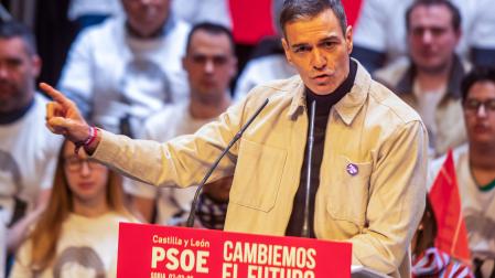 El presidente del Gobierno, Pedro Sánchez, asiste a un acto del partido este sábado en Soria