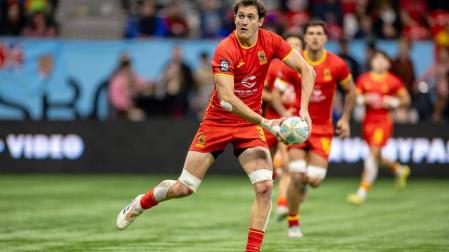 El navarro Ángel Bozal, con Los Leones 7s, durante la semifinal de las HSBC Series en Vancouver (Canadá)