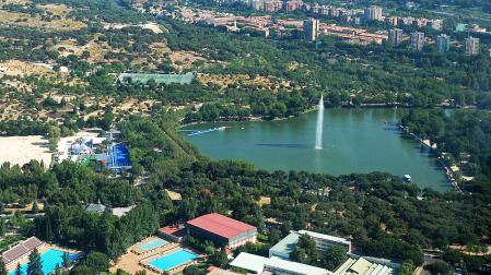 Vista aérea del lago de la Casa de Campo