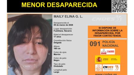 Fotografía difundida de la menor desaparecida en Fustiñana