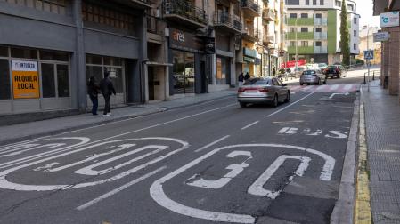 Imagen de la calle Díaz Bravo, una de las previstas en el plan de reasfaltado de Tudela para este año