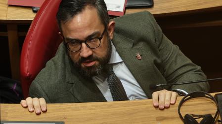 El vivcepresidente y portavoz del Gobierno, Javier Remírez, durante un pleno reciente del Parlamento