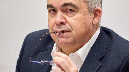 Santos Cerdán, el pasado 2 de febrero en el Parlamento de Navarra