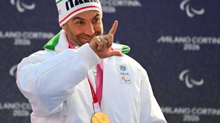 Emanuel Perathoner, feliz con su segunda medalla de oro en Milán-Cortina