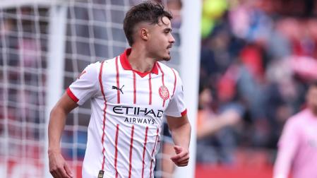 Hugo Rincón (Girona) tras anotar al Athletic Club