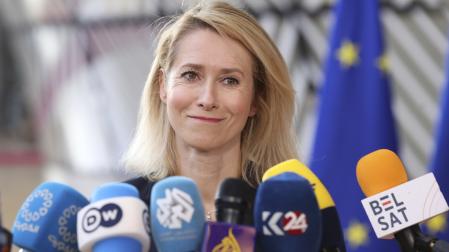 La Alta Representante de la Unión Europea para Política Exterior, Kaja Kallas, en declaraciones a los medios antes del Consejo de Asuntos Exteriores (CAE) que reúne a los ministros de Exteriores de los 27 en Bruselas