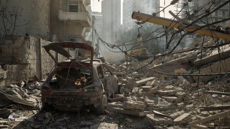 Vista de los destrozos causados en el centro de Beirut tras un bombardeo por parte de Israel