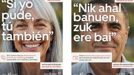 Carteles de la campaña de la renta 2025 en Navarra